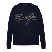 Blå Navy Dobbelt Jersey Logo Sweatshirt