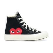 Canvas High Top Sneakers med Rød Hjerte