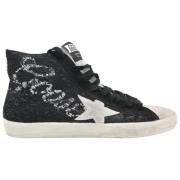 Sort Hvid Ruskind Glitter Sneakers