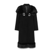 Faux Fur Skulpteret Frakke med Bustle