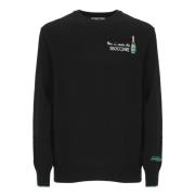 Sort Crew Neck Sweater med Resta Sbocciare Broderi