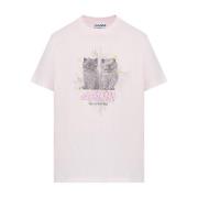 Broderet Logo Bomulds T-shirt Pink