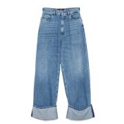 Lys Blå Wide Leg Denim Jeans