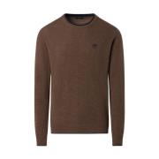 Brun Crewneck Sweater Kontrast Trim