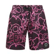 Sort-Rosa Badeshorts Skull Design