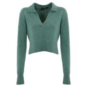 Grøn Cashmere Sweater med V-hals