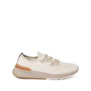 Lys Beige Strikket Lav-Top Sneakers