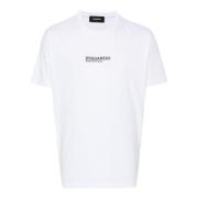 Hvid Jersey T-shirt med Logo Print