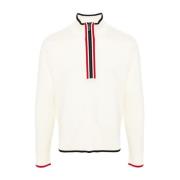 Hvid Sweater med RWB Stribe Trim