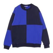 Blå/sort letvægts crewneck sweatshirt