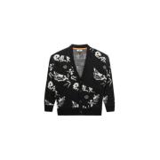 Grafisk Jacquard Cardigan i Sort & Hvid