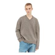 Vasket uld V-hals sweater