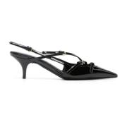 Sorte Læder Slingback Pumps