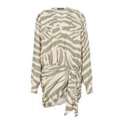 Draperet kjole med zebra-print