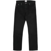 Denim straight jeans med slidt finish