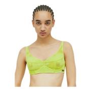 Flocked Mesh Longline Bra