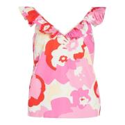 Blomstret V-hals Tank Top