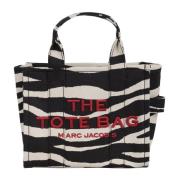 Zebra Print Tote Taske med Broderi