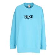 Blå Crewneck Fleece Sweatshirt Oversize Fit