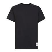 Minimalistisk Sort T-Shirt med Logo Patch