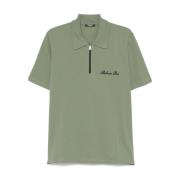 Khaki Zip Polo Kortærmet Skjorte