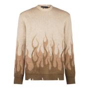 Flames Jacquard Jumper i Beige