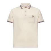 Stribet Polo Skjorte Beige Bomuld Pique