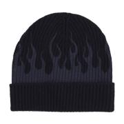 Flames Beanie Hat Sort/Grå