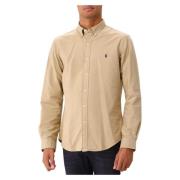 Tan Oxford Skjorte med Broderet Logo