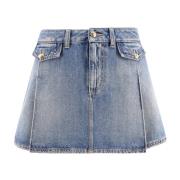 Denim miniskirt med Skull knapper