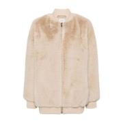 Faux-Fur Pink Baseball Jakke