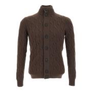 Brun Uld Kashmir Sweater med Fletninger