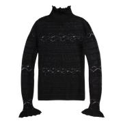 Sort Langærmet Pullover Sweater