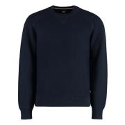 Ribstrikket crew-neck sweater i bomuldsblanding