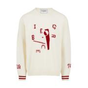 Uldblandings sweater med logo