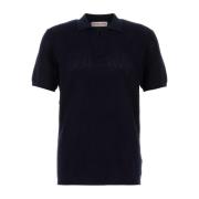 Midnight Blue Viskose Blandet Polo Skjorte