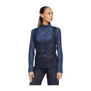 Dobbeltbrystet denim stretch vest