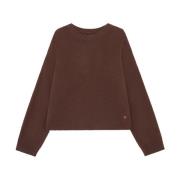 Brun Cashmere Sweater med Rund Halsudskæring