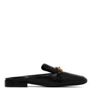 Sort Backless Loafer med Metal Hardware