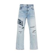 Lys Blå Distressed Denim Jeans