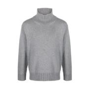 Grå Uldblandet Rullekrave Sweater