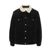 Sort Denimjakke med Shearling Foring