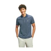 Navy and White Striped Golden Fleece Bomuldspolo