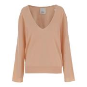 Orange V-Neck Uld Kashmir Sweater