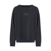 Sort Bomuld Rund Hals Sweatshirt