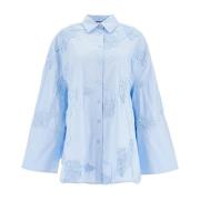 Floral Embossed Cotton Oversized Shirt