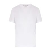 Hvid Bomuld T-shirt med Tonal Logo Broderi