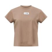 Beige Bomuld Jersey Crew Neck T-shirt