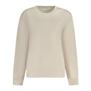 Beige Langærmet Logo Print Sweater