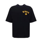 Monogram Bomuld T-shirt med Ribbet Crew